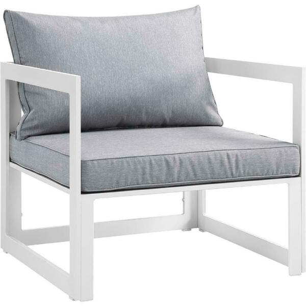 Primewir Fortuna Outdoor Patio Armchair, White with Gray Cushions EEI-1517-WHI-GRY